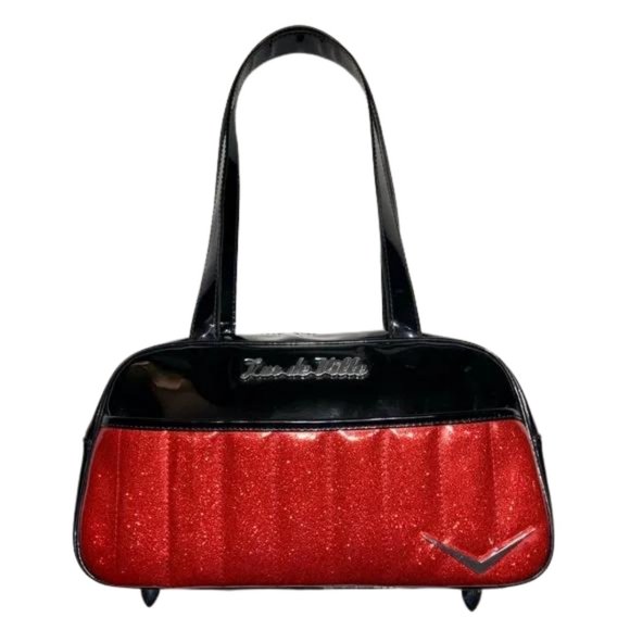 Lux de Ville Bon Voyage Tote Purse in Shiny Black with Diamond